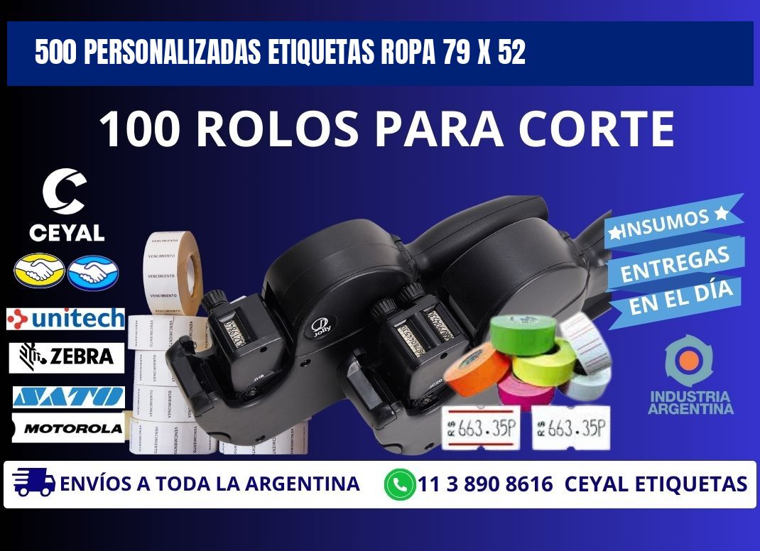 500 PERSONALIZADAS ETIQUETAS ROPA 79 x 52