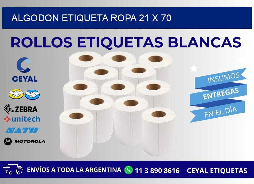 ALGODON ETIQUETA ROPA 21 x 70