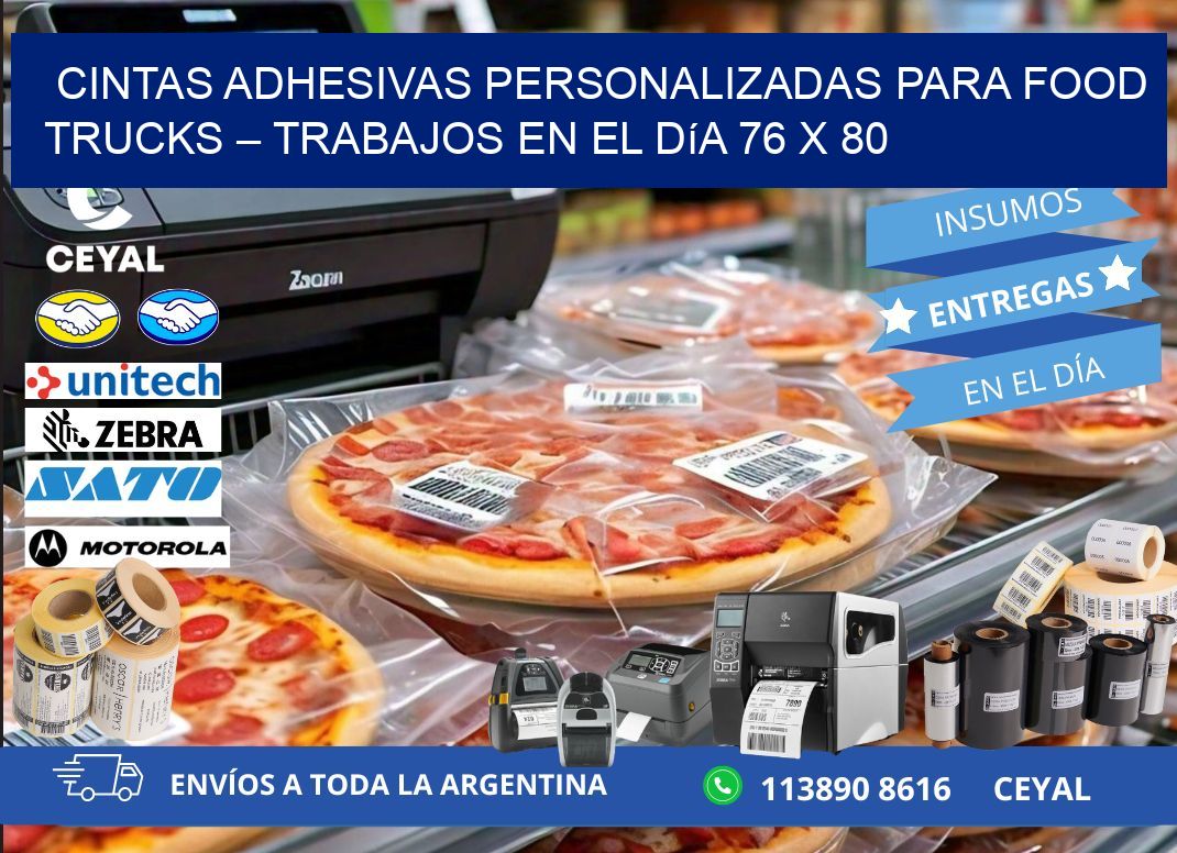 Cintas adhesivas personalizadas para food trucks – Trabajos en el día 76 x 80