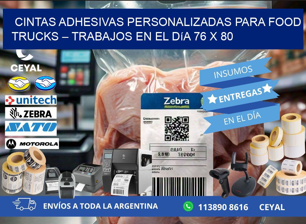 Cintas adhesivas personalizadas para food trucks – Trabajos en el día 76 x 80