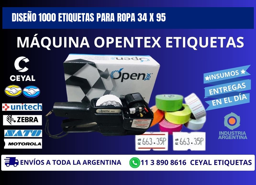 DISEÑO 1000 ETIQUETAS PARA ROPA 34 x 95