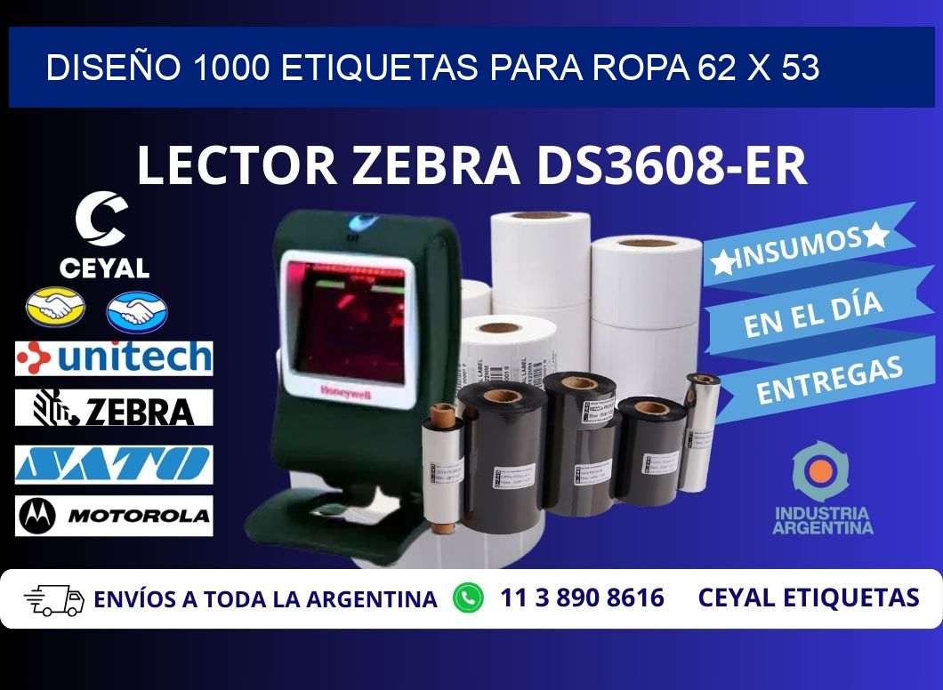 DISEÑO 1000 ETIQUETAS PARA ROPA 62 x 53