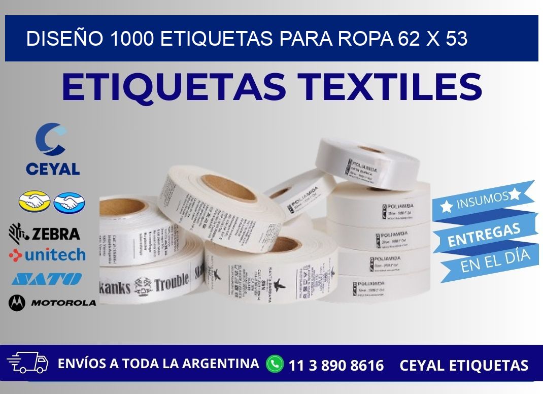 DISEÑO 1000 ETIQUETAS PARA ROPA 62 x 53