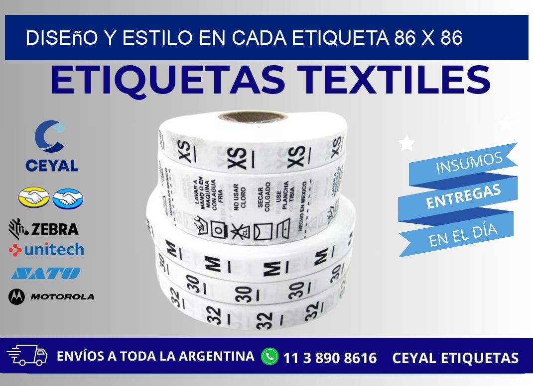 Diseño y Estilo en Cada Etiqueta 86 x 86