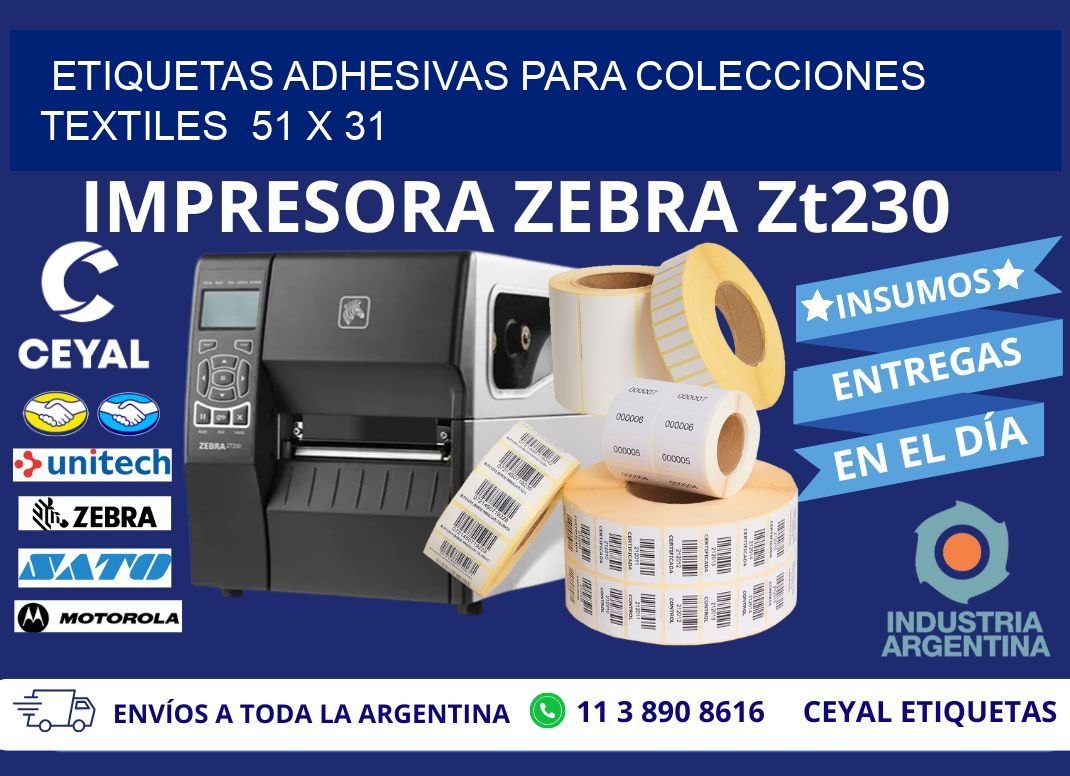 ETIQUETAS ADHESIVAS PARA COLECCIONES TEXTILES  51 x 31