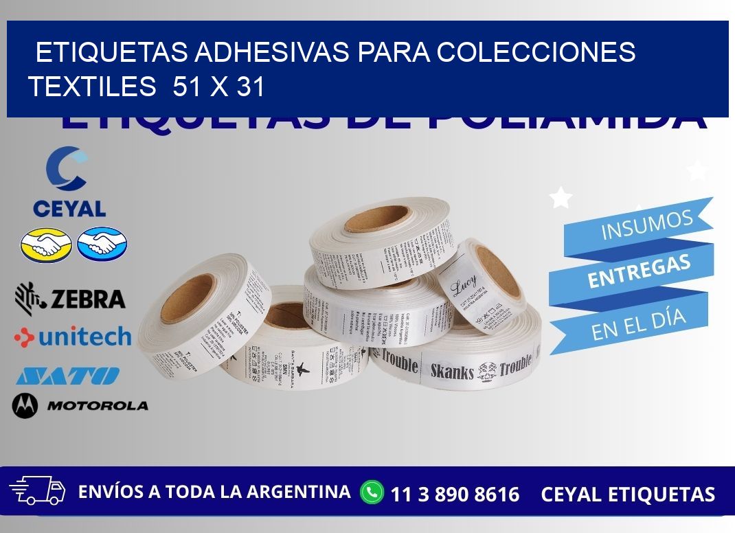 ETIQUETAS ADHESIVAS PARA COLECCIONES TEXTILES  51 x 31