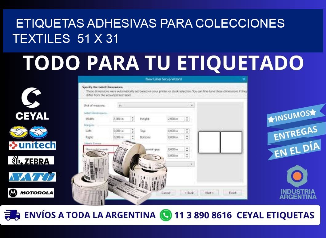 ETIQUETAS ADHESIVAS PARA COLECCIONES TEXTILES  51 x 31