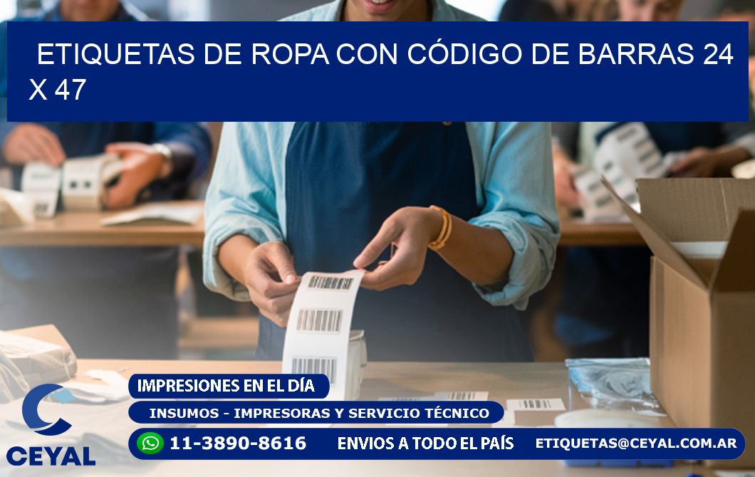 ETIQUETAS DE ROPA CON CÓDIGO DE BARRAS 24 x 47