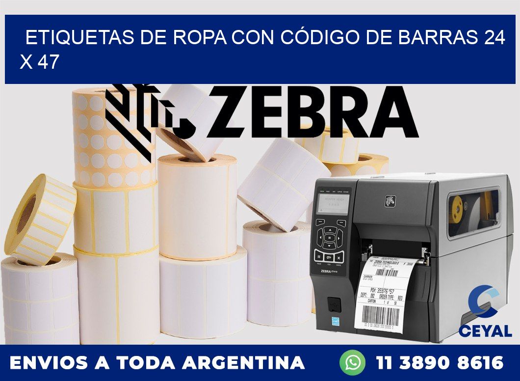 ETIQUETAS DE ROPA CON CÓDIGO DE BARRAS 24 x 47