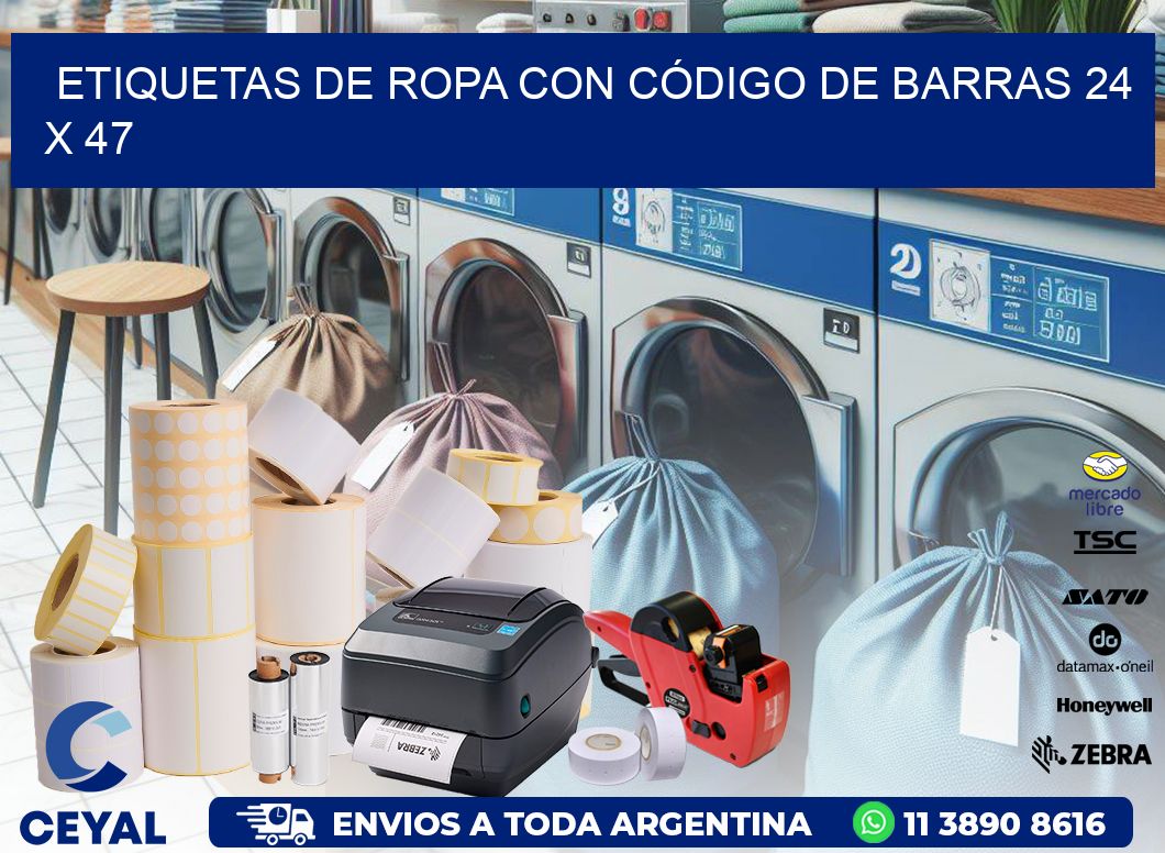 ETIQUETAS DE ROPA CON CÓDIGO DE BARRAS 24 x 47