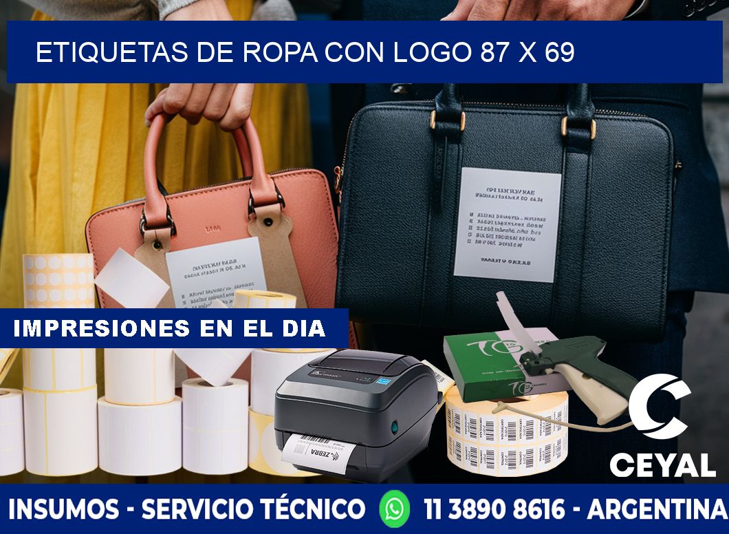 ETIQUETAS DE ROPA CON LOGO 87 x 69