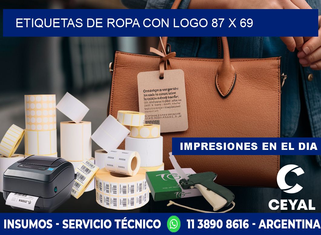 ETIQUETAS DE ROPA CON LOGO 87 x 69