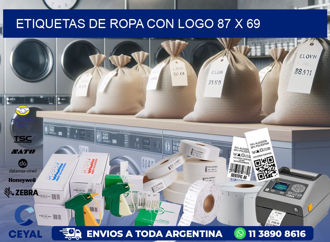 ETIQUETAS DE ROPA CON LOGO 87 x 69