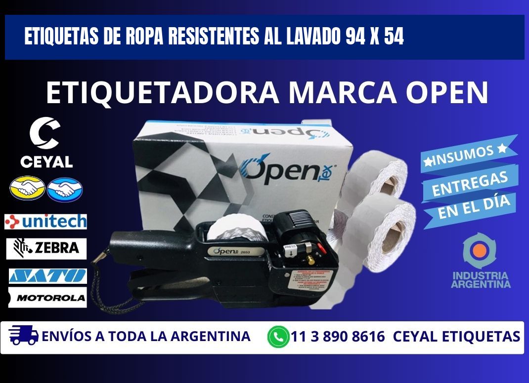 ETIQUETAS DE ROPA RESISTENTES AL LAVADO 94 x 54