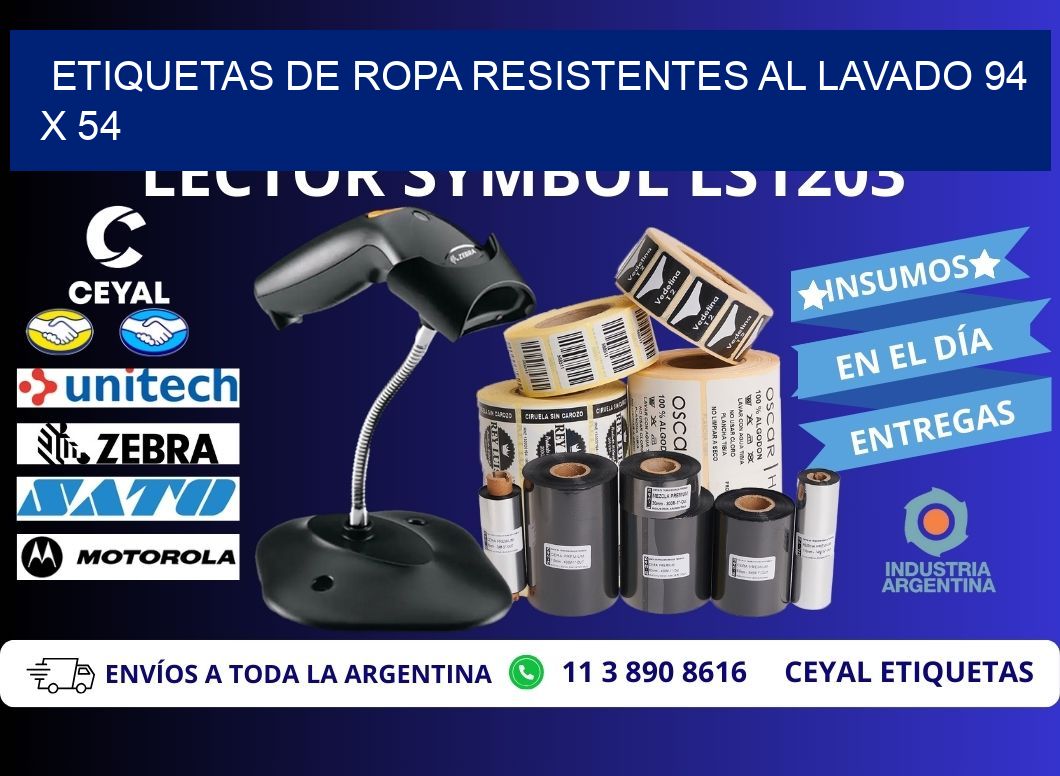 ETIQUETAS DE ROPA RESISTENTES AL LAVADO 94 x 54