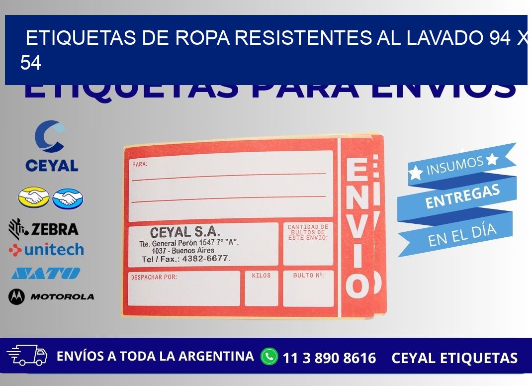 ETIQUETAS DE ROPA RESISTENTES AL LAVADO 94 x 54