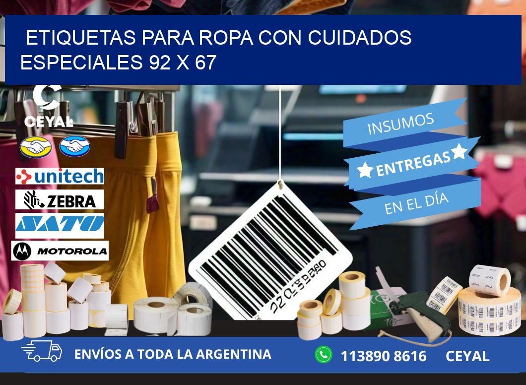 ETIQUETAS PARA ROPA CON CUIDADOS ESPECIALES 92 x 67