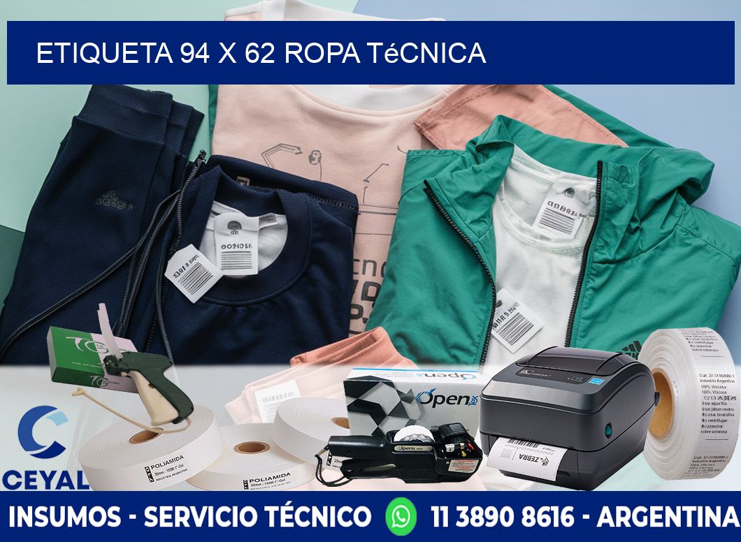 Etiqueta 94 x 62 ropa técnica