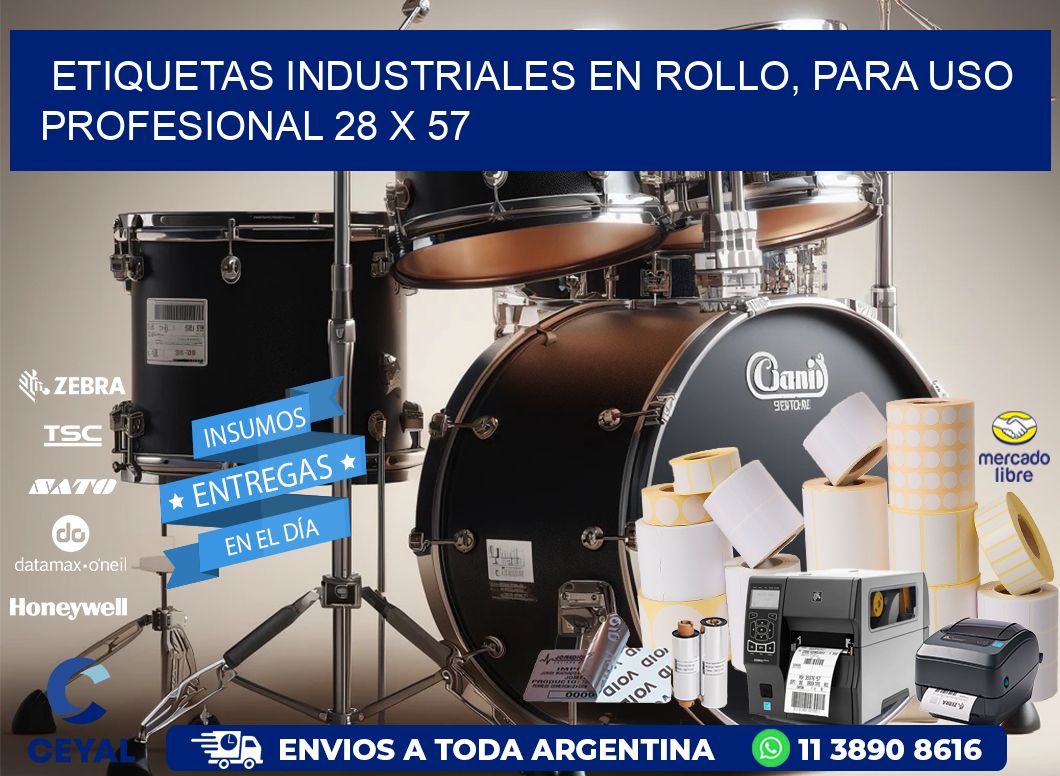 Etiquetas Industriales en Rollo, Para Uso Profesional 28 x 57