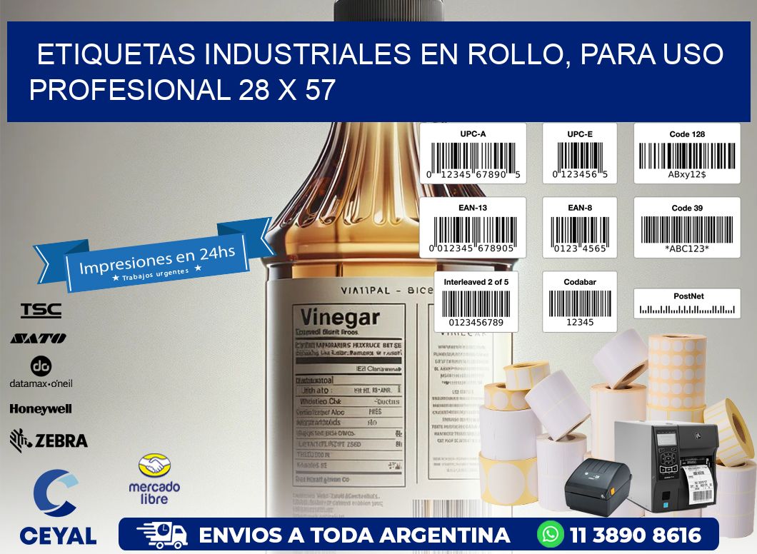 Etiquetas Industriales en Rollo, Para Uso Profesional 28 x 57