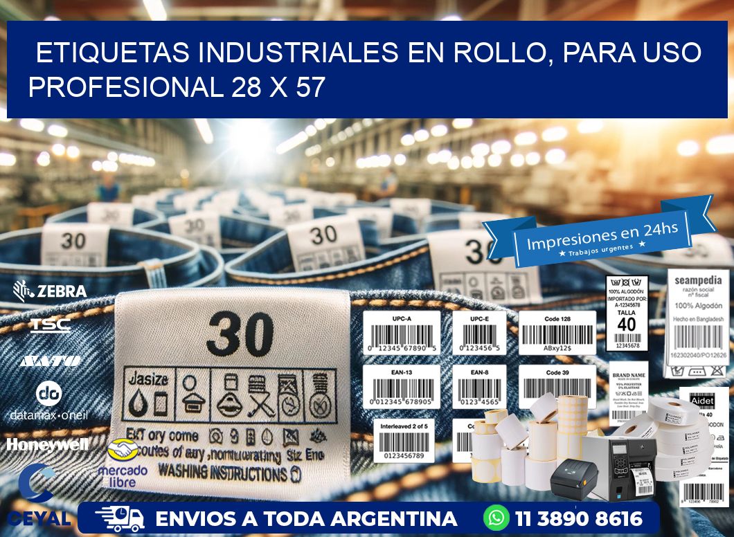 Etiquetas Industriales en Rollo, Para Uso Profesional 28 x 57