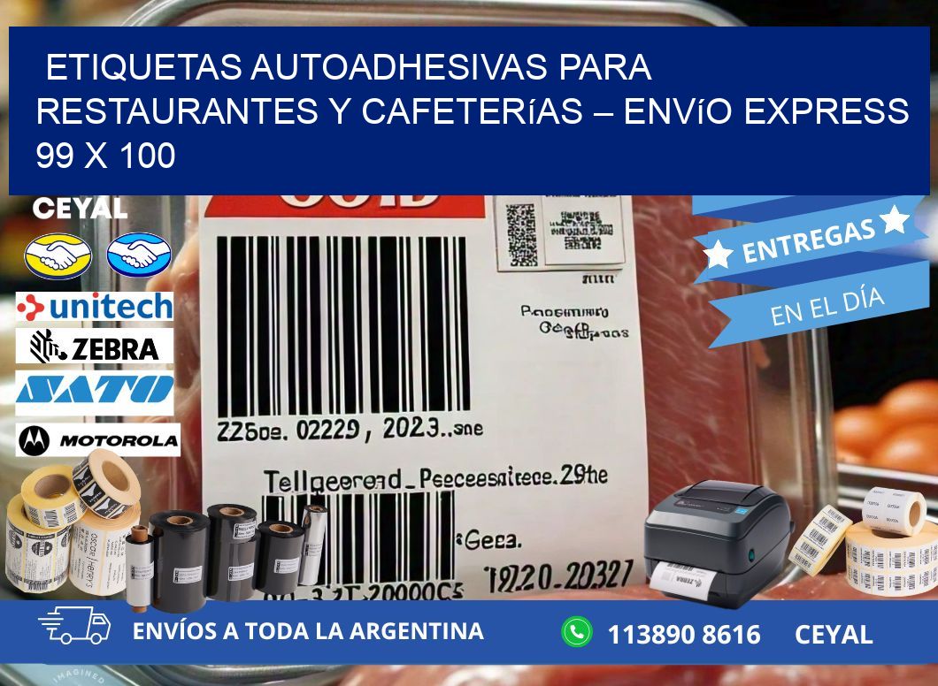 Etiquetas autoadhesivas para restaurantes y cafeterías – Envío express 99 x 100