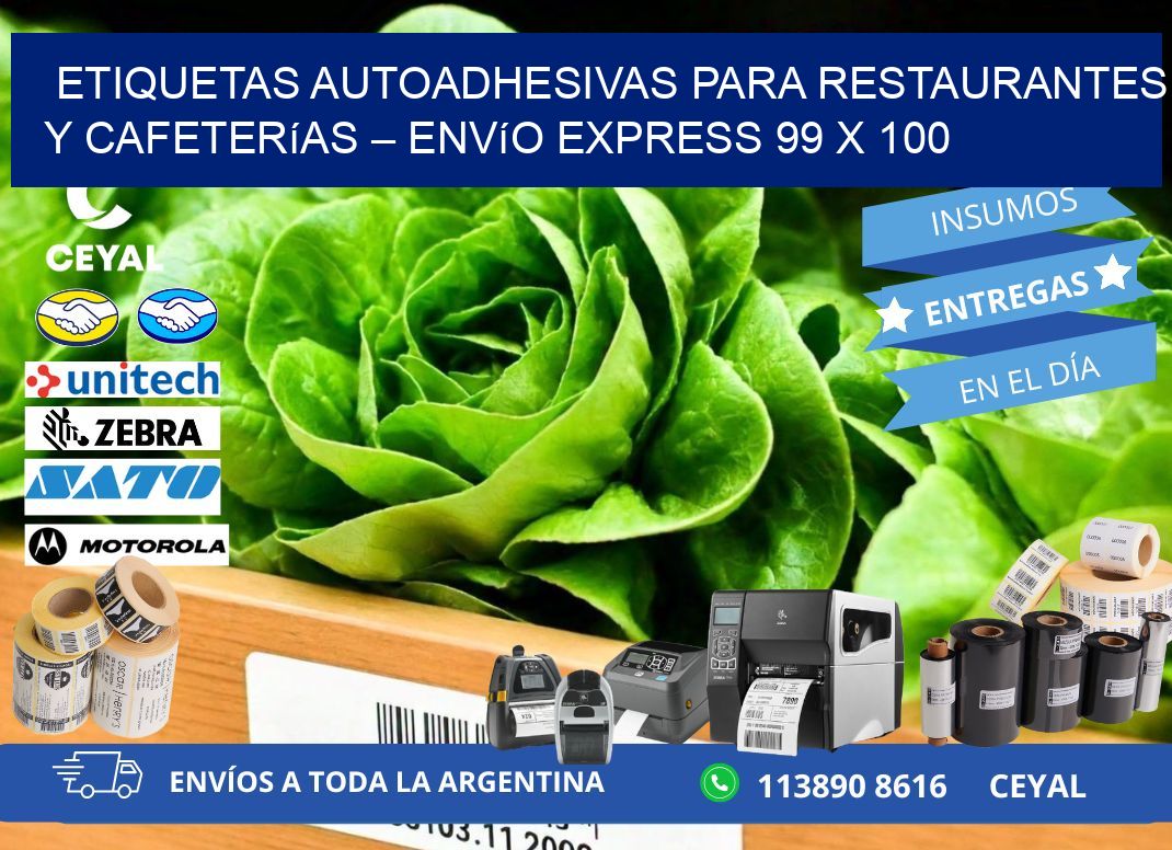 Etiquetas autoadhesivas para restaurantes y cafeterías – Envío express 99 x 100