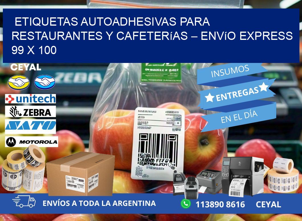 Etiquetas autoadhesivas para restaurantes y cafeterías – Envío express 99 x 100