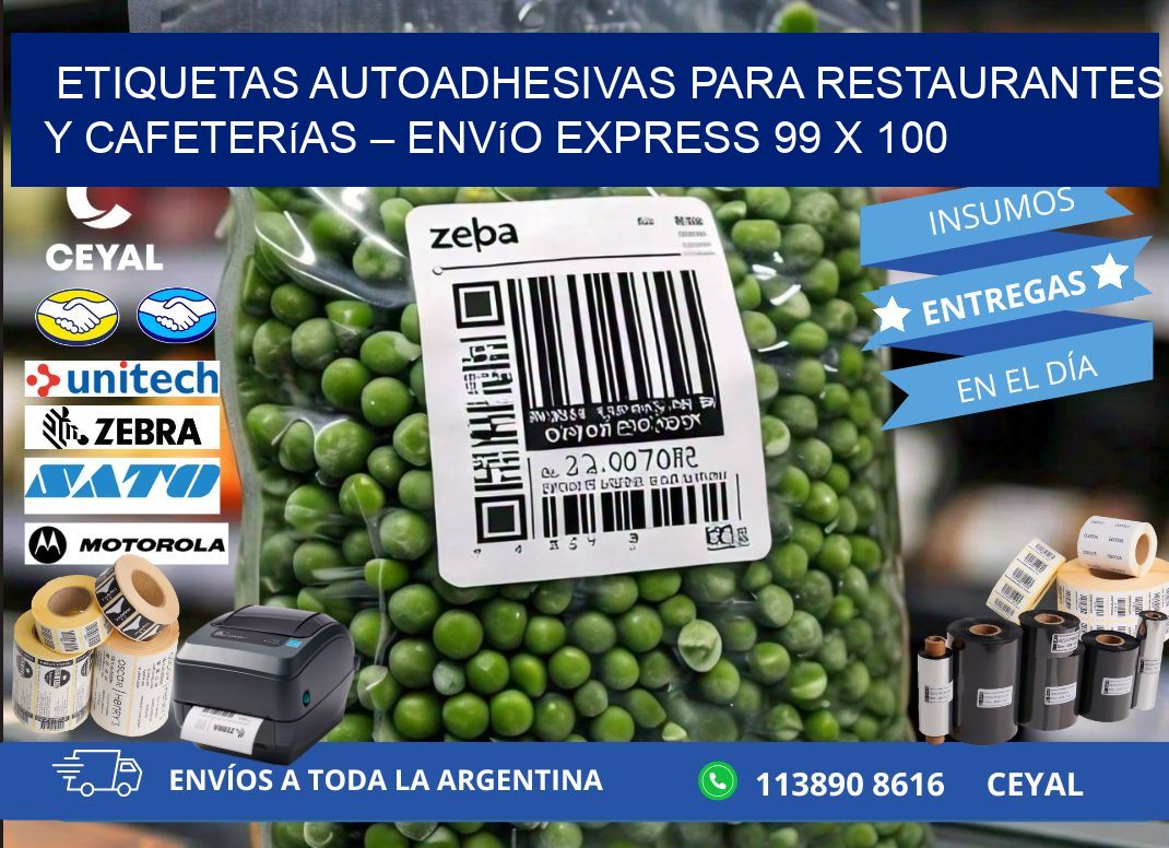 Etiquetas autoadhesivas para restaurantes y cafeterías – Envío express 99 x 100