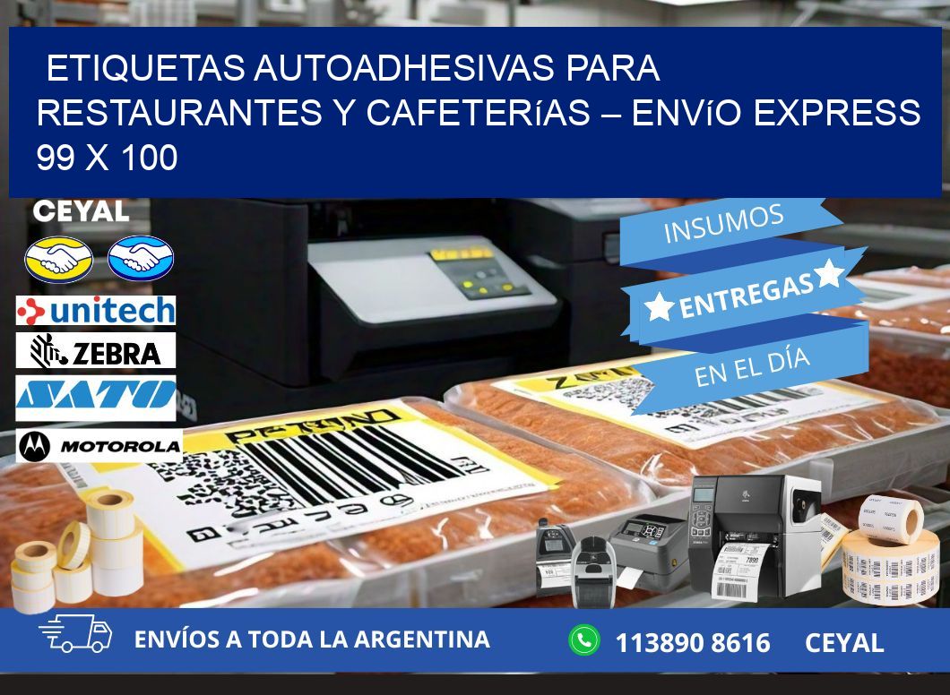 Etiquetas autoadhesivas para restaurantes y cafeterías – Envío express 99 x 100