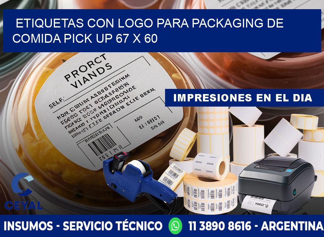 Etiquetas con logo para packaging de comida pick up 67 x 60