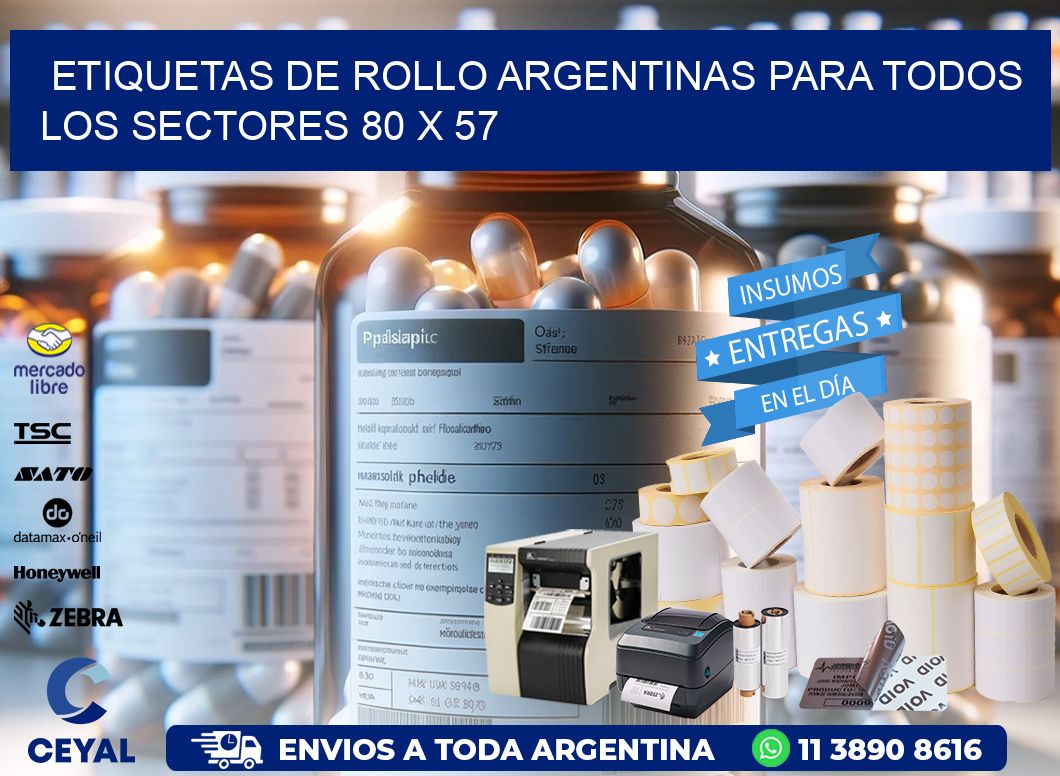 Etiquetas de Rollo Argentinas para Todos los Sectores 80 x 57