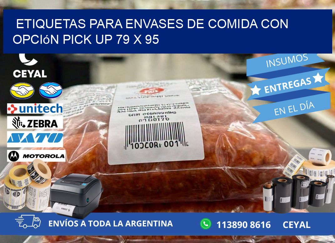 Etiquetas para envases de comida con opción pick up 79 x 95