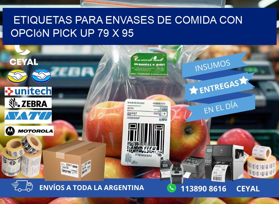 Etiquetas para envases de comida con opción pick up 79 x 95