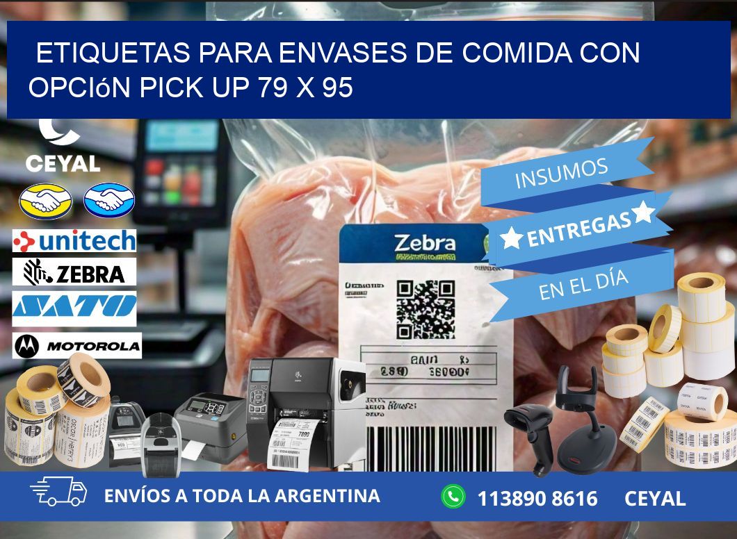 Etiquetas para envases de comida con opción pick up 79 x 95