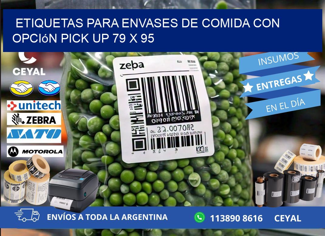 Etiquetas para envases de comida con opción pick up 79 x 95