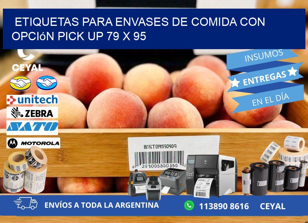 Etiquetas para envases de comida con opción pick up 79 x 95