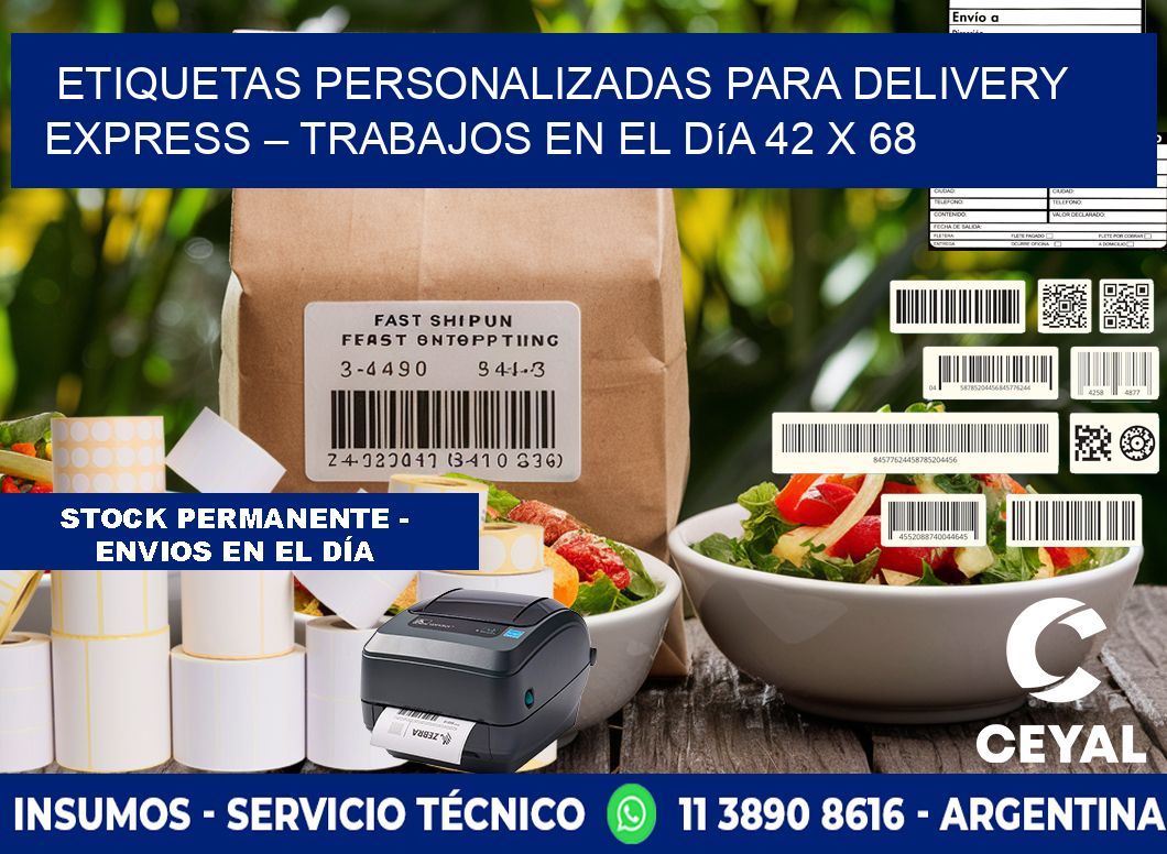 Etiquetas personalizadas para delivery express – Trabajos en el día 42 x 68