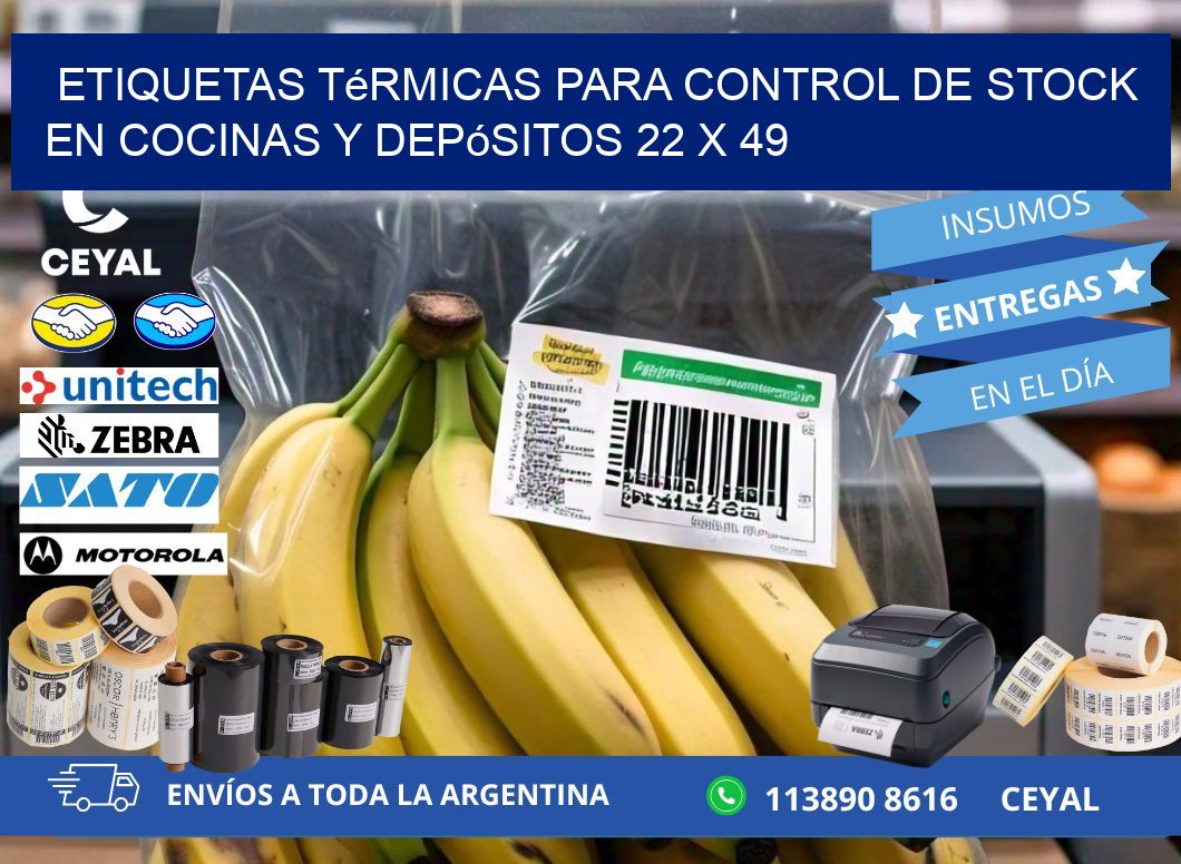 Etiquetas térmicas para control de stock en cocinas y depósitos 22 x 49