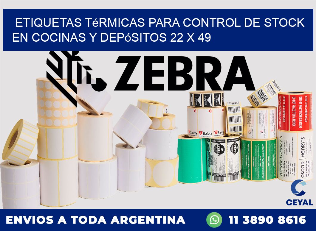 Etiquetas térmicas para control de stock en cocinas y depósitos 22 x 49