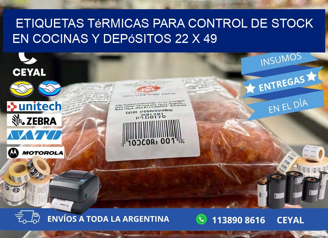 Etiquetas térmicas para control de stock en cocinas y depósitos 22 x 49