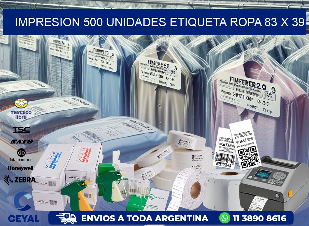 IMPRESION 500 UNIDADES ETIQUETA ROPA 83 x 39