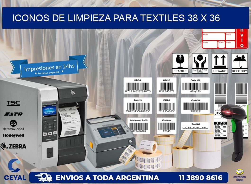 Iconos de Limpieza para Textiles 38 x 36