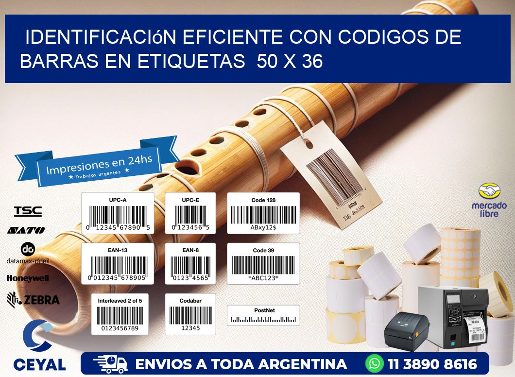 Identificación Eficiente con Codigos de Barras en Etiquetas  50 x 36