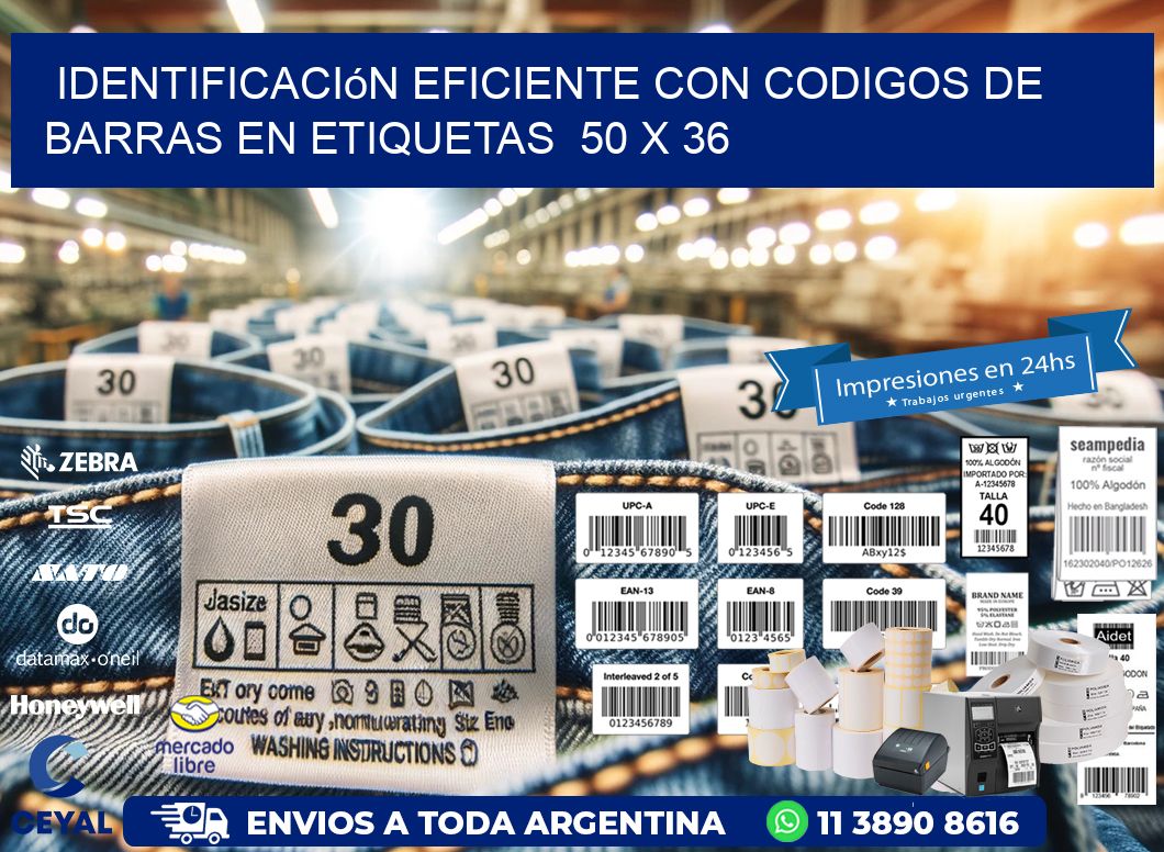 Identificación Eficiente con Codigos de Barras en Etiquetas  50 x 36