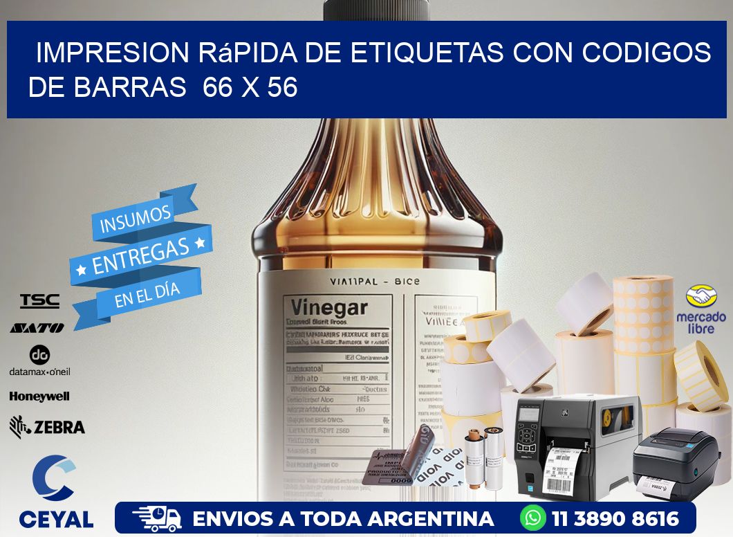 Impresion Rápida de Etiquetas con Codigos de Barras  66 x 56