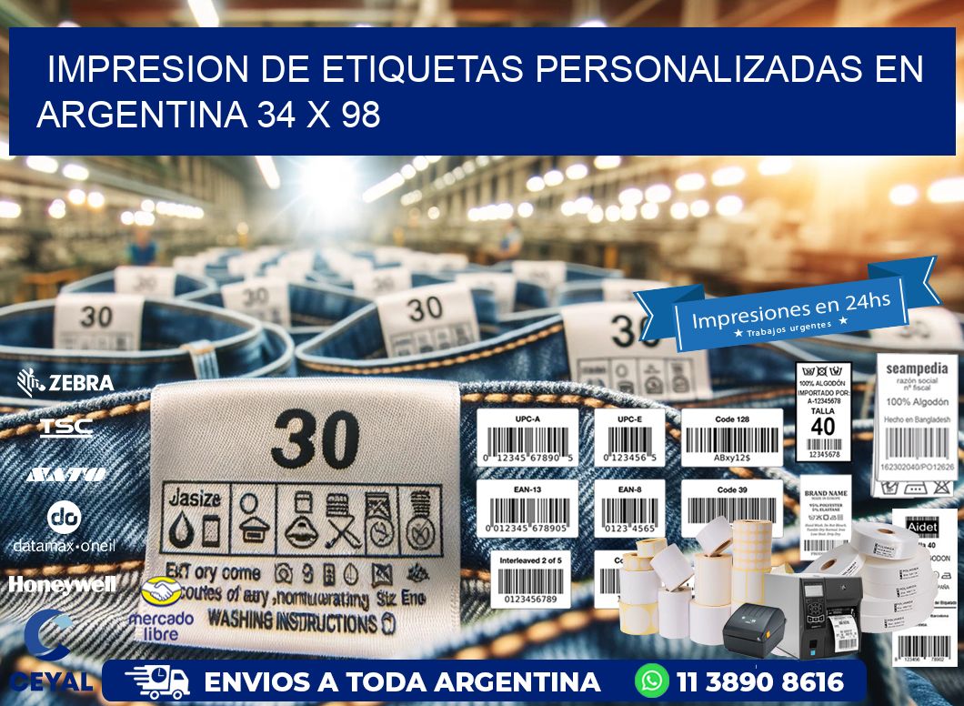 Impresion de Etiquetas Personalizadas en Argentina 34 x 98