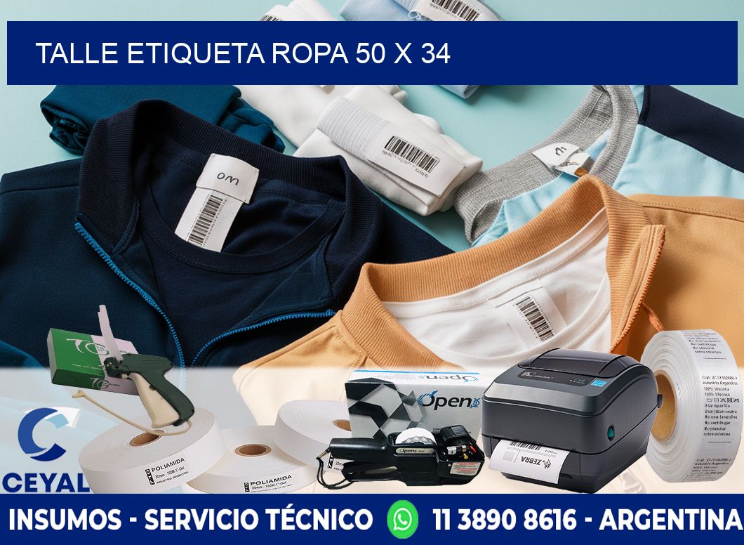 TALLE ETIQUETA ROPA 50 x 34