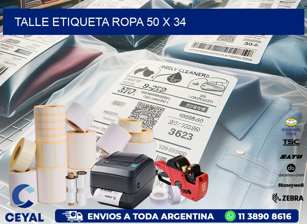 TALLE ETIQUETA ROPA 50 x 34