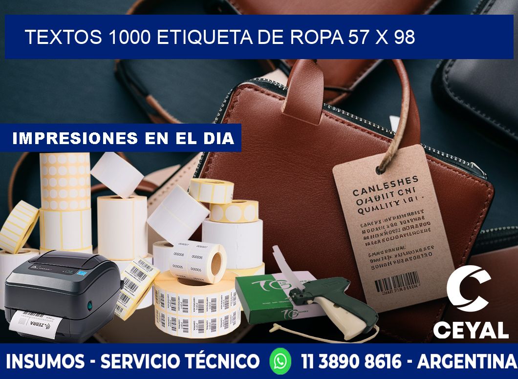 TEXTOS 1000 ETIQUETA DE ROPA 57 x 98